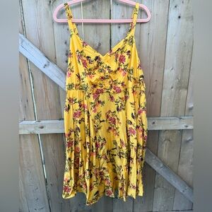 Torrid Yellow Dress with Pink Floral Design